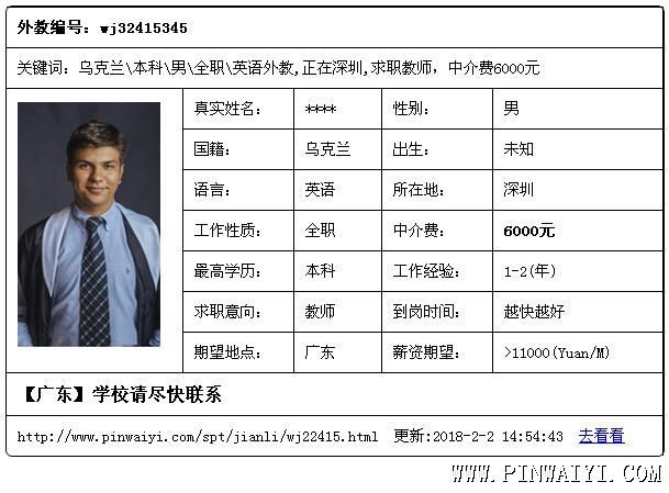 烏克蘭\本科\男\(zhòng)全職\英語外教